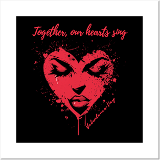 Together, our hearts sing. A Valentines Day Celebration Quote With Heart-Shaped Woman Posters and Art